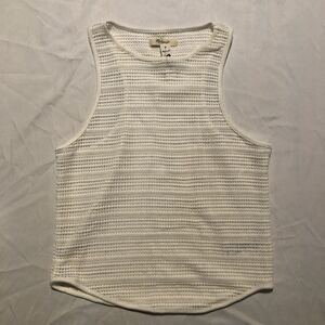 MADEWELL Cutaway Tank Women Small Crochet Knit Sleeveless Top Ivory NR243